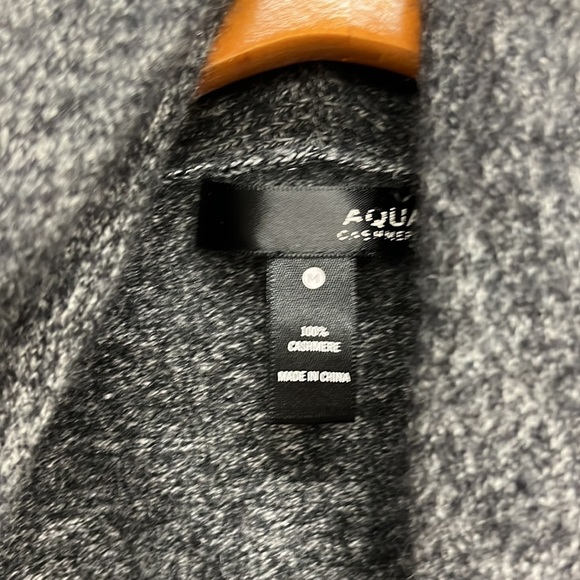 AQUA Cashmere Heathered Black Open Front Cardigan S - Picture 3 of 5